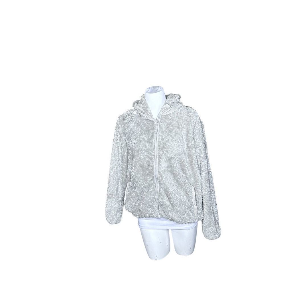 Ziya storm sherpa block small full zip grey hoodie jacket